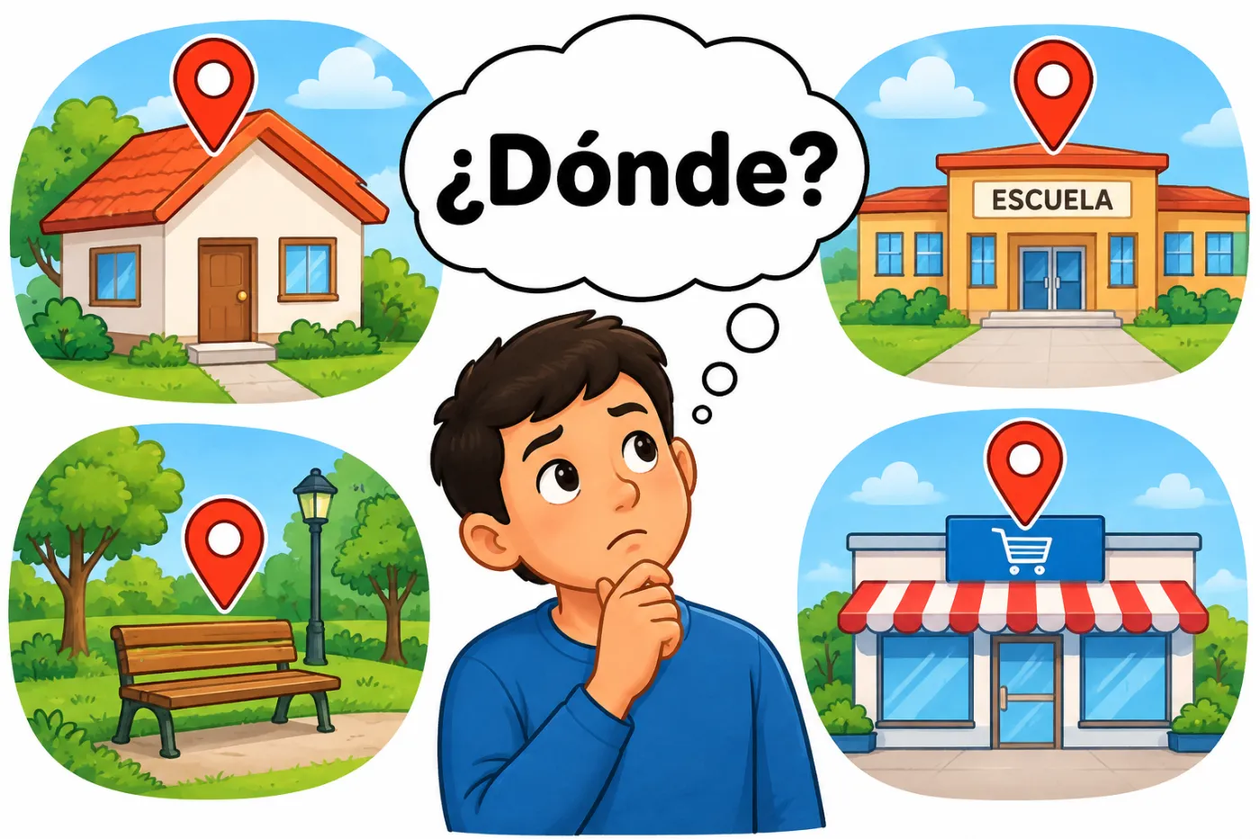 Ilustración de ¿Dónde?